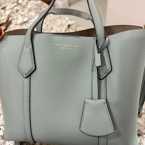 Tory Burch Light Blue/Green Perry Tote Leather - Picture 2 of 8